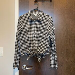 J. Crew Plaid Button Up Tie Front XL
